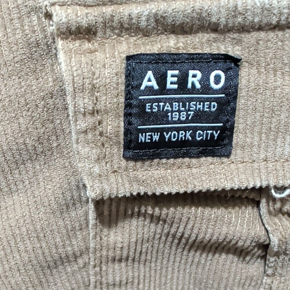 Aéropostale Aero Beige Corduroy Cargo Jogger Pants XS 28" Waist Tapered - Picture 5 of 7